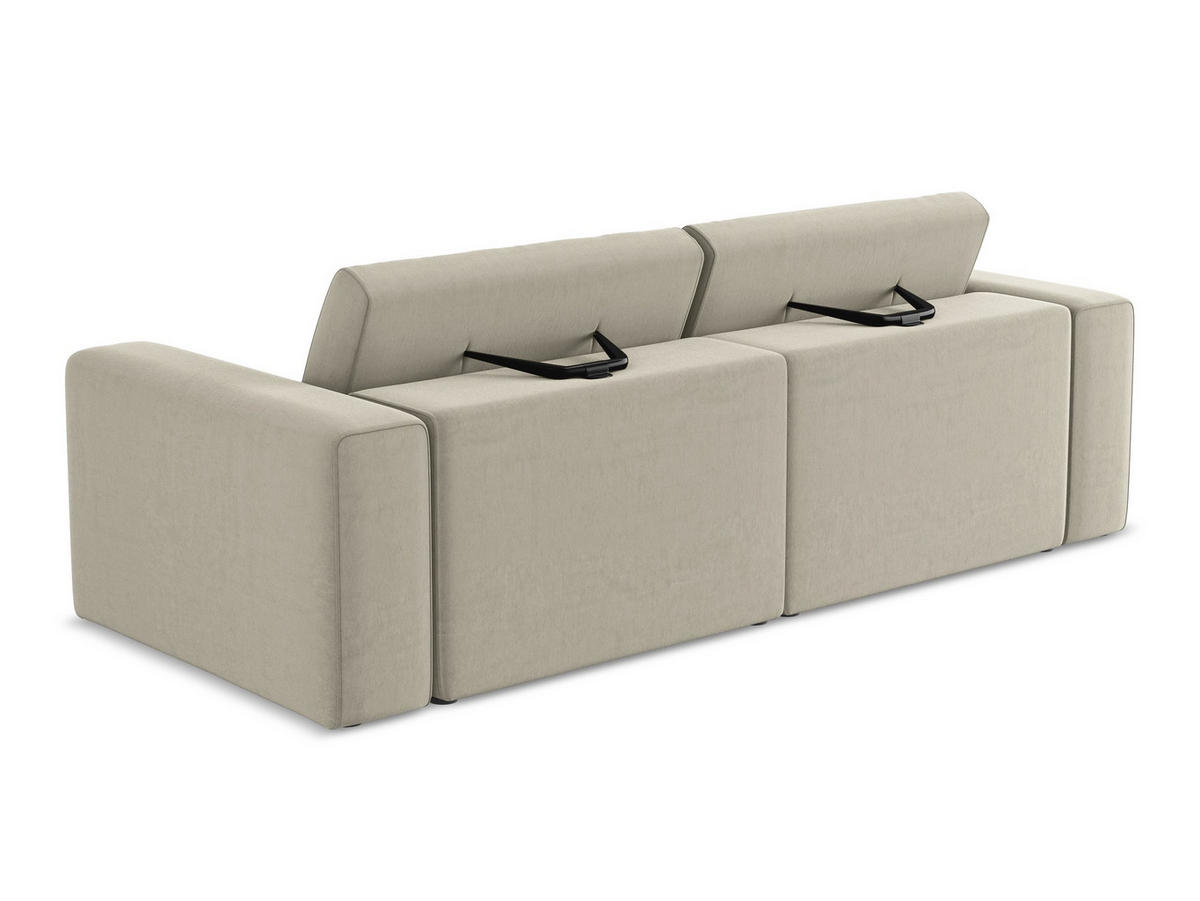 3-SITZER SOFA Samt Stoff Creme - Perlmutt/Lila, Kunststoff/Textil (224/80/103cm) - Makamii