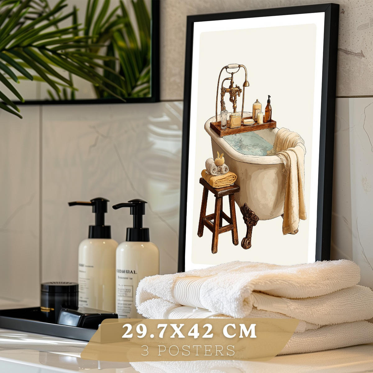 PLAKÁT Sada 2 Tiempo relax Černý rám A3 - černá, papír (42/29.7/3cm) - Nacnic