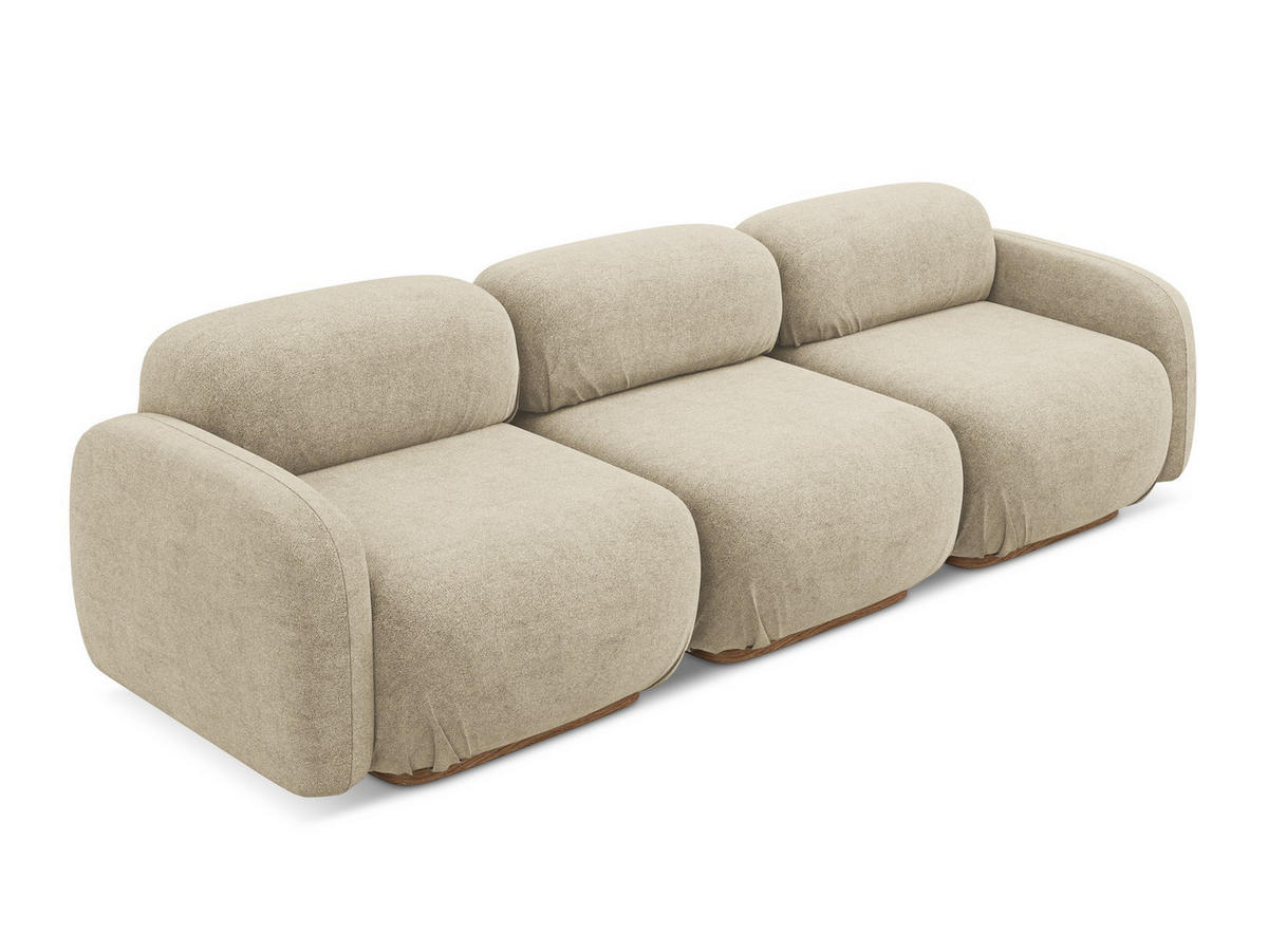 4-SITZER-SOFA Bouclé Stoff Beige - Beige/Braun, Holz/Textil (270/73/95cm) - Makamii