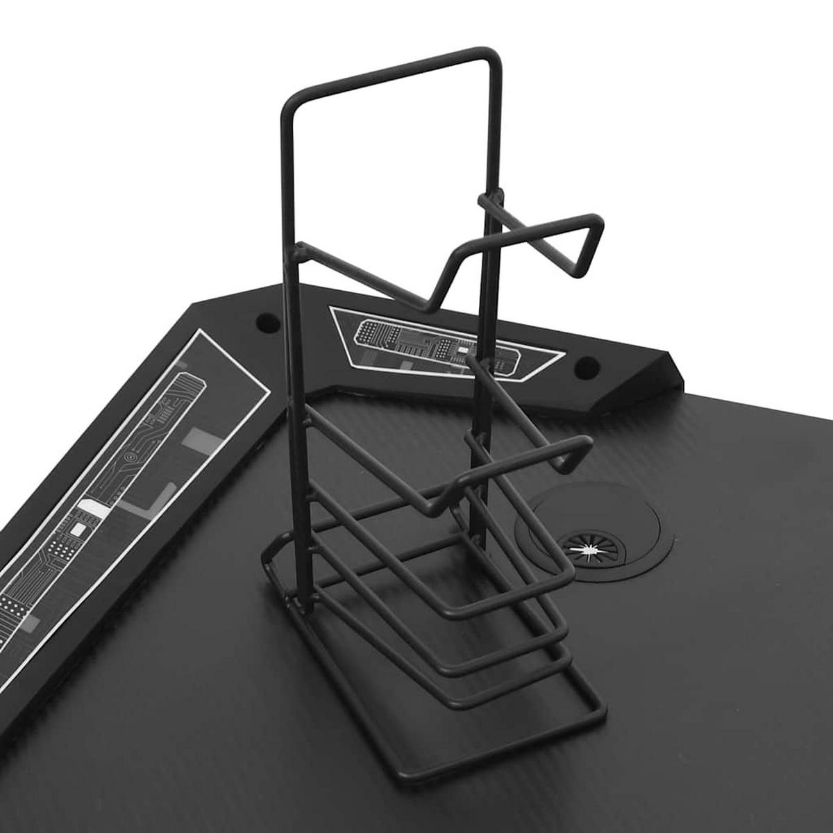GAMINGTISCH mit Led, Y-Gestell 90/60/75 cm aus Holzwerkstoff, Eisen Schwarz - Schwarz, Holz (60/90/75cm) - vidaXL