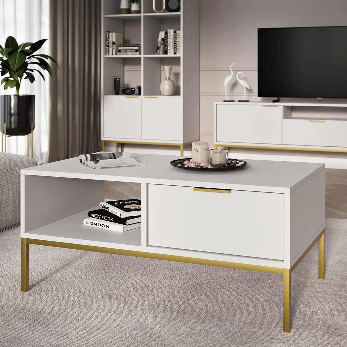 COUCHTISCH Seattle Weiß - Weiß, Holzwerkstoff (60/100/45.4cm) - Petits-meubles