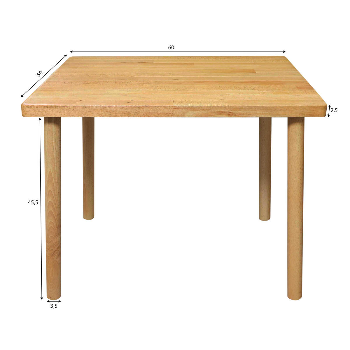 KINDERSITZGRUPPE Bubema aus Massivholz 2 Stühle + Tisch mit abgerundet - Braun, Holz/Textil (60/50cm) - Betten-ABC