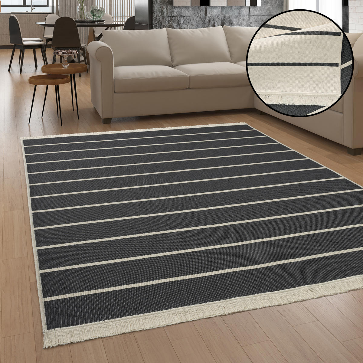 KURZFLORTEPPICH 160/220 cm Skandi 149 - Anthrazit, Textil (160/220cm) - Paco Home