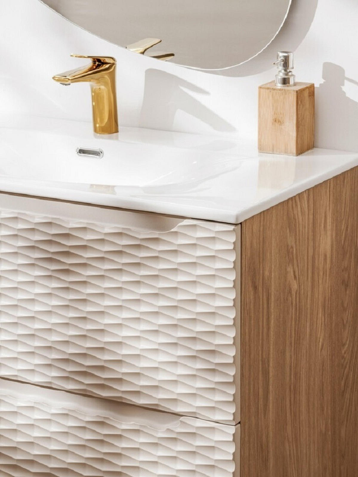 WASCHTISCHKOMBI 60cm 2 Teile - Ocean Beige O BM436 in Beige / Geölter Eiche - Beige, Holz/Keramik (60/57/46cm)