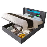 POLSTERBETT 160/200 cm Grau mit USB- und Type-C-Anschlüssen und LED-Beleuchtung Mit Matratze - Grau, Textil (160/200cm) - OKWISH