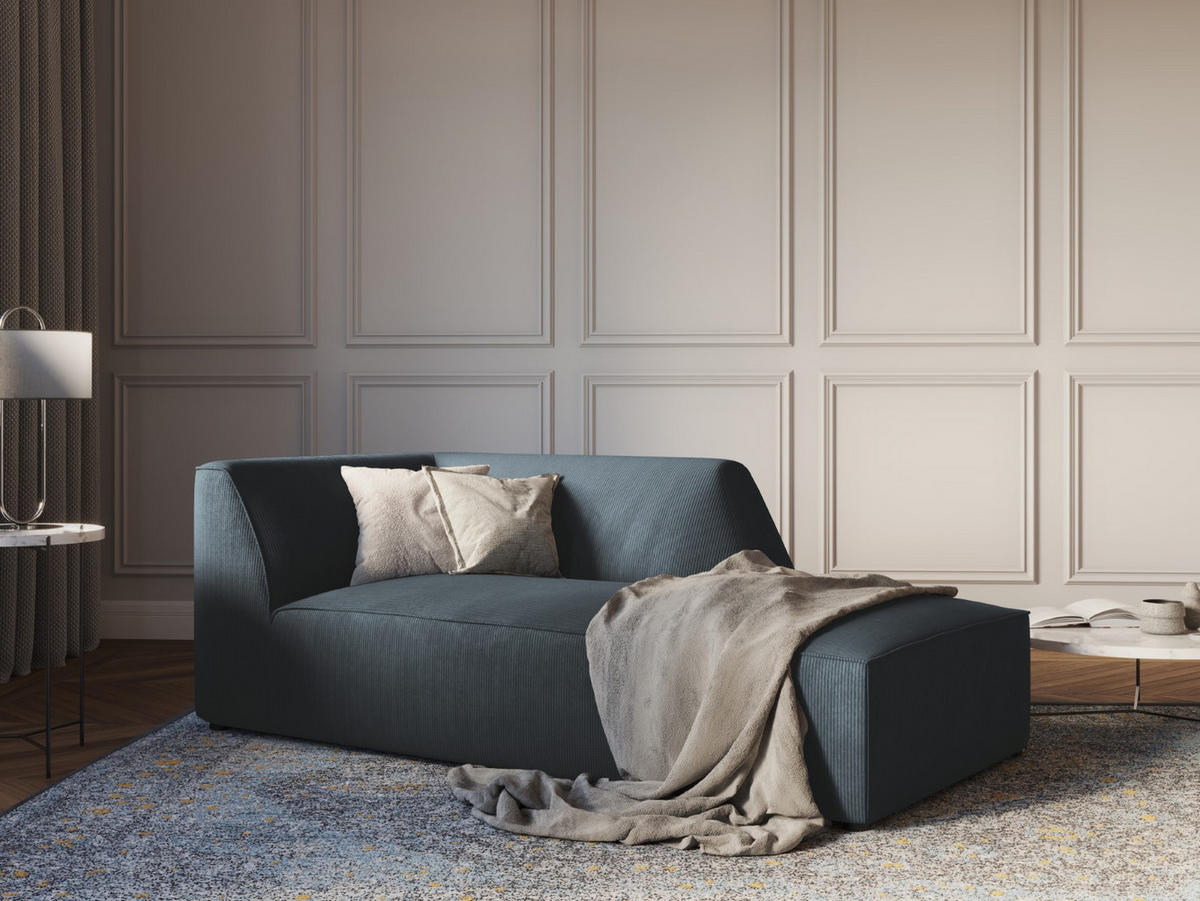 CHAISELONGUE rechts Ruby aus Cord blau - Blau, Textil (93/69/180cm) - Micadoni