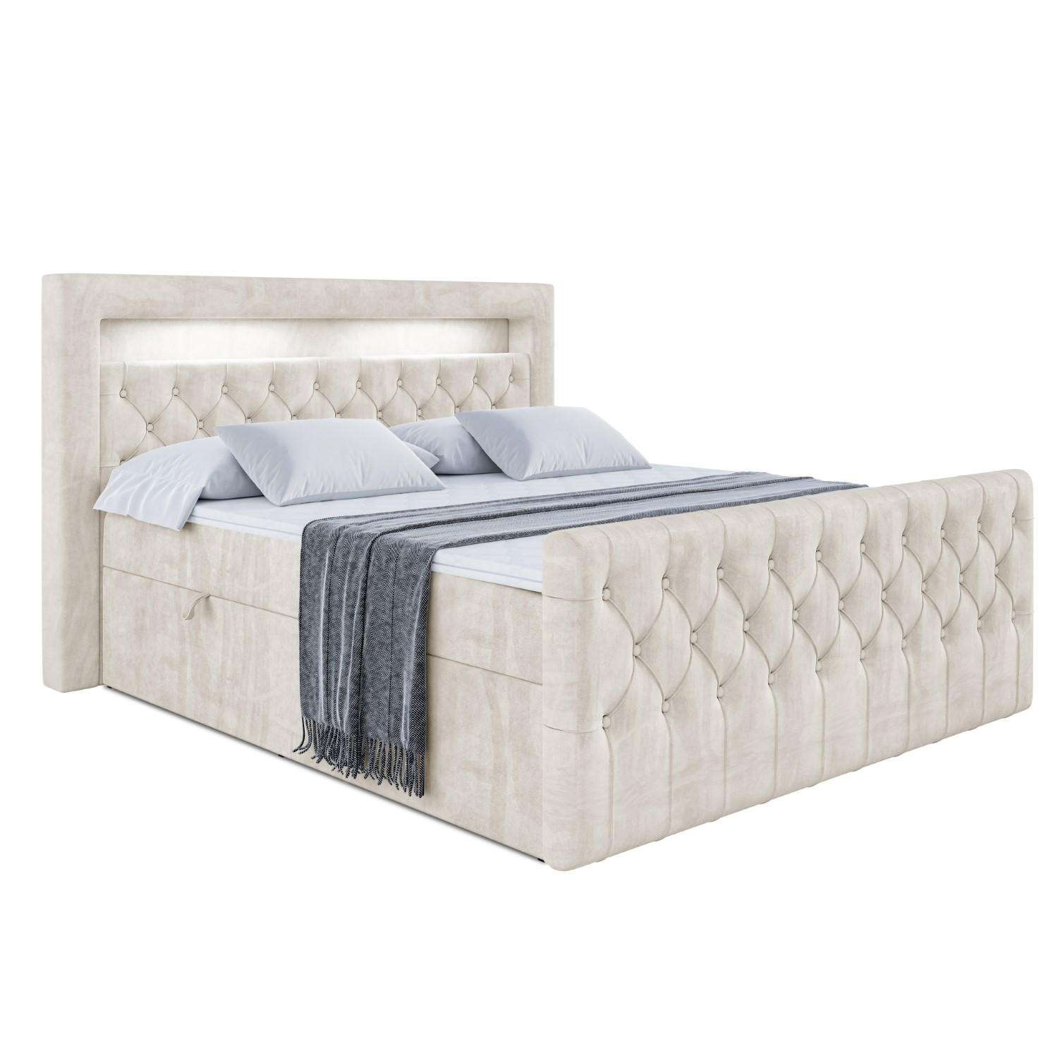 BOXBETT AURORA - 180x200 - H3 - Ecru - Ecru, Holzwerkstoff (180/200cm) - ALTDECOR