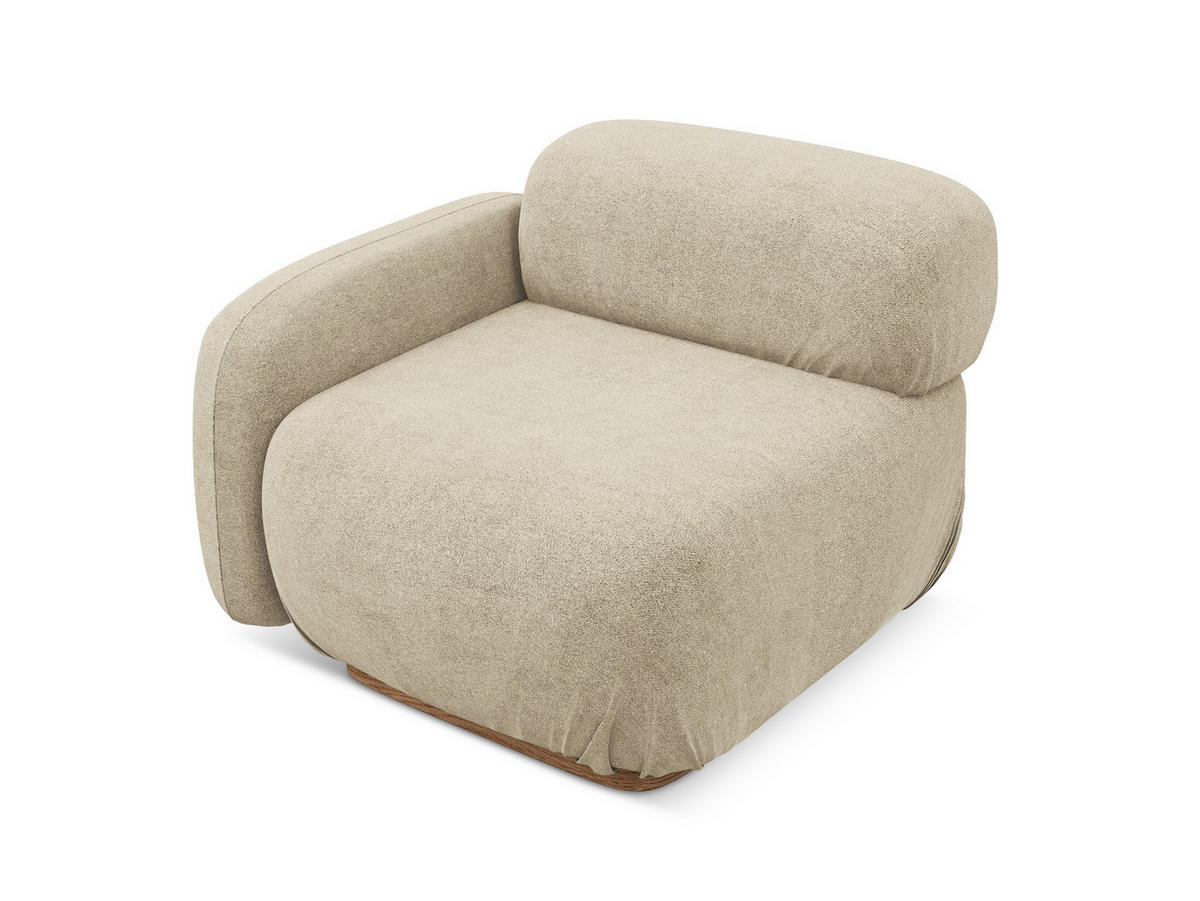SOFAELEMENT Links Bouclé Stoff Beige - Beige/Braun, Holz/Textil (95/73/95cm) - Makamii