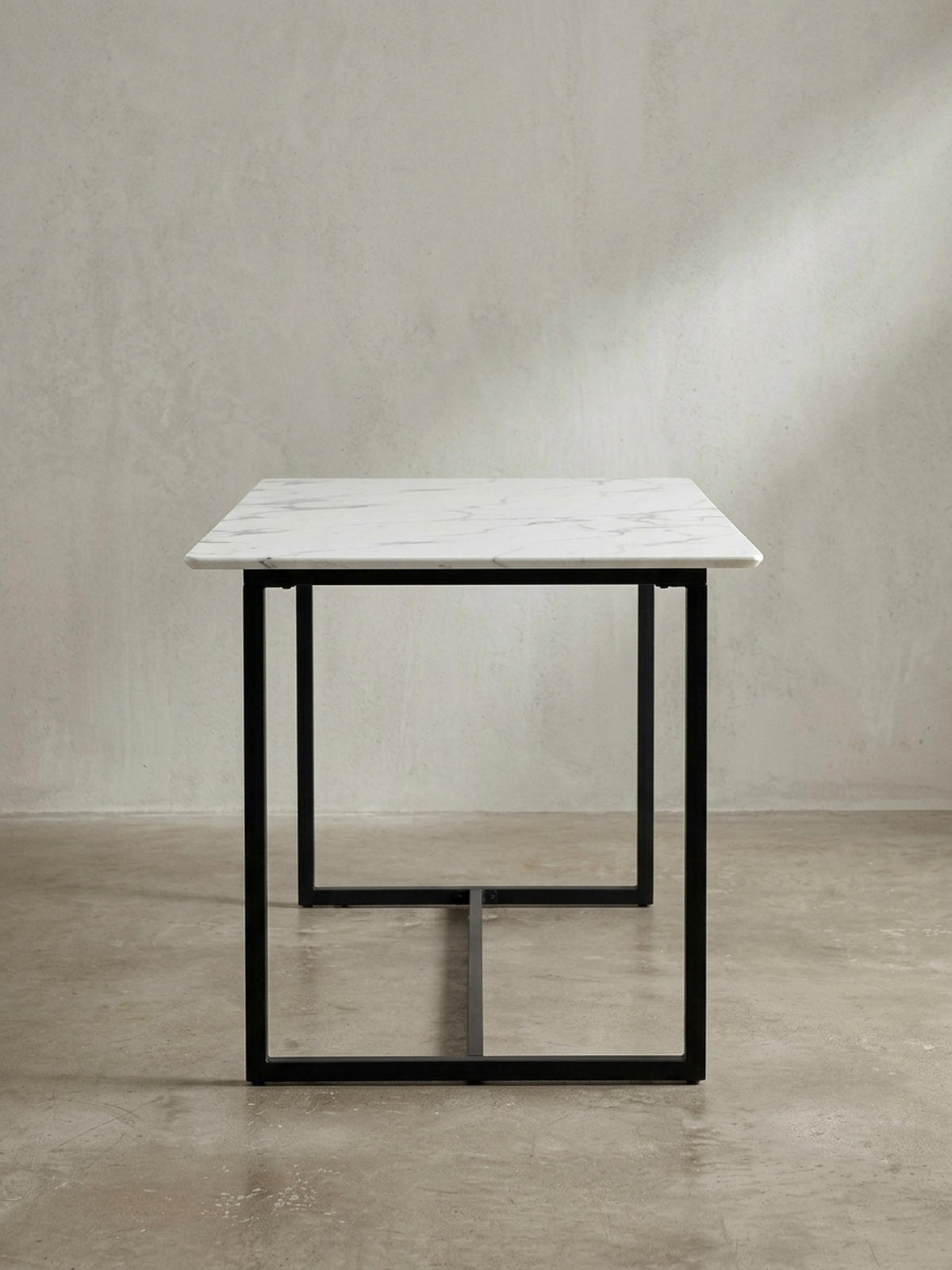 ESSTISCH Marmoroptik Metall Rechteckig Modern Klein, Weiß 200x90x76 cm - Schwarz/Weiß, Holzwerkstoff/Metall (90/200/76cm) - KADIMA DESIGN