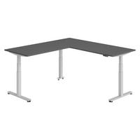 ECKSCHREIBTISCH elektrisch höhenverstellbar L-Form 220/200/74 cm in Graphitfarben/Silberfarben - Silberfarben/Graphitfarben, Holzwerkstoff (220/200/74cm) - bümö