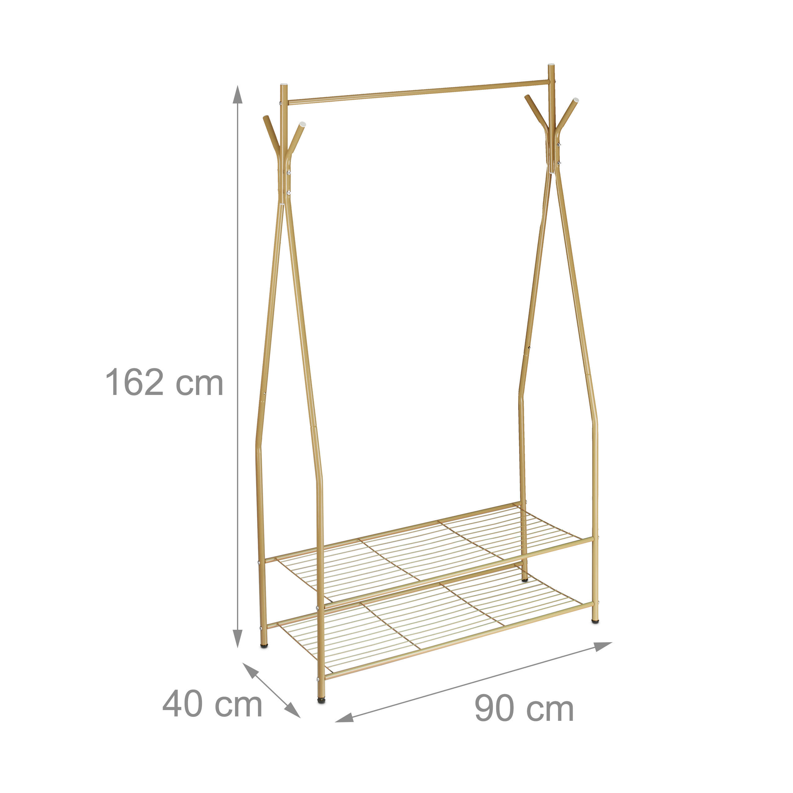 Thumbnail - Relaxdays Kleiderständer, Hellbraun, Metall, 90x162x40 cm, Garderobe, Garderobenständer