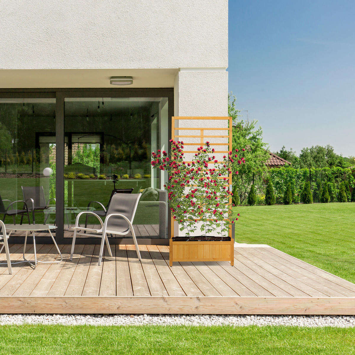 RANKGITTER - Hellbraun, Holz/Kunststoff (71/171/31.5cm) - Relaxdays