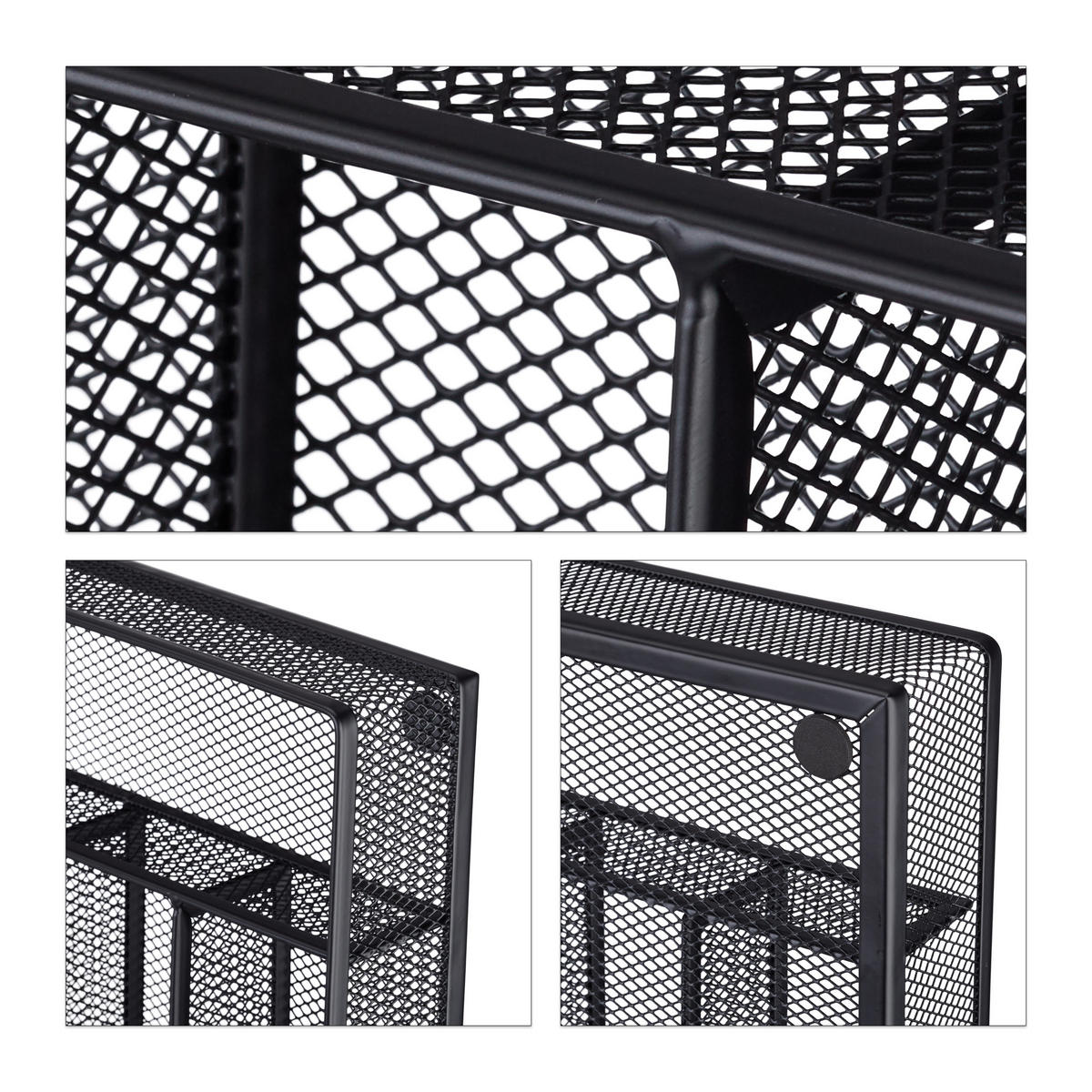 BESTECKKASTEN - Schwarz, Metall (23.5/5.1/31.7cm) - Relaxdays