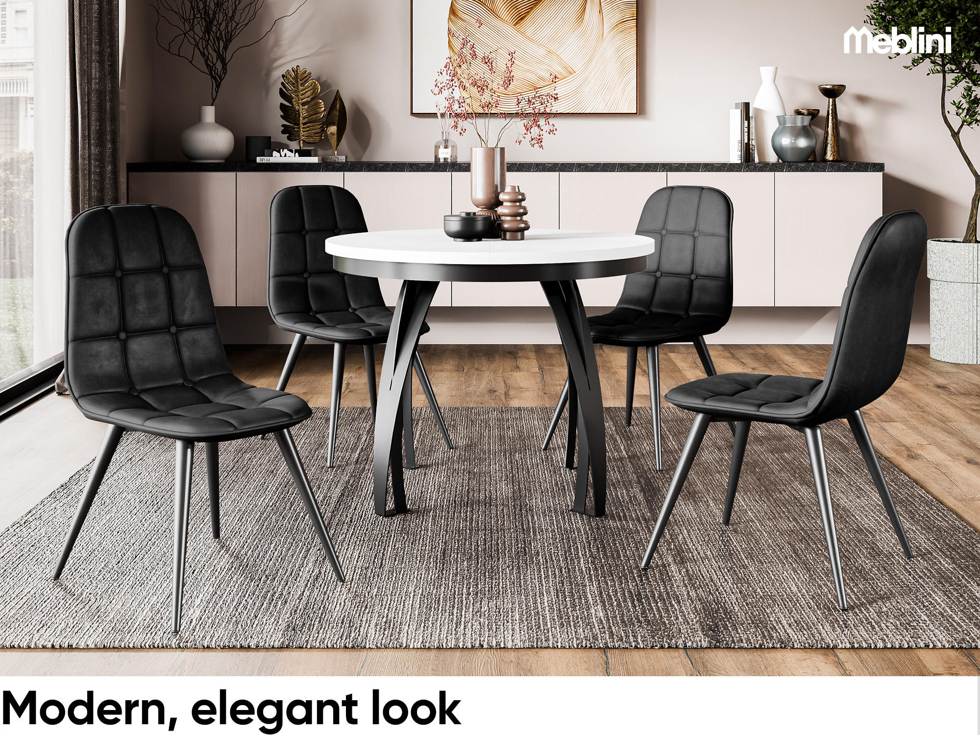 ESSTISCH LUNGA - Schwarz/Weiß, Holzwerkstoff (100/100/77cm) - Meblini