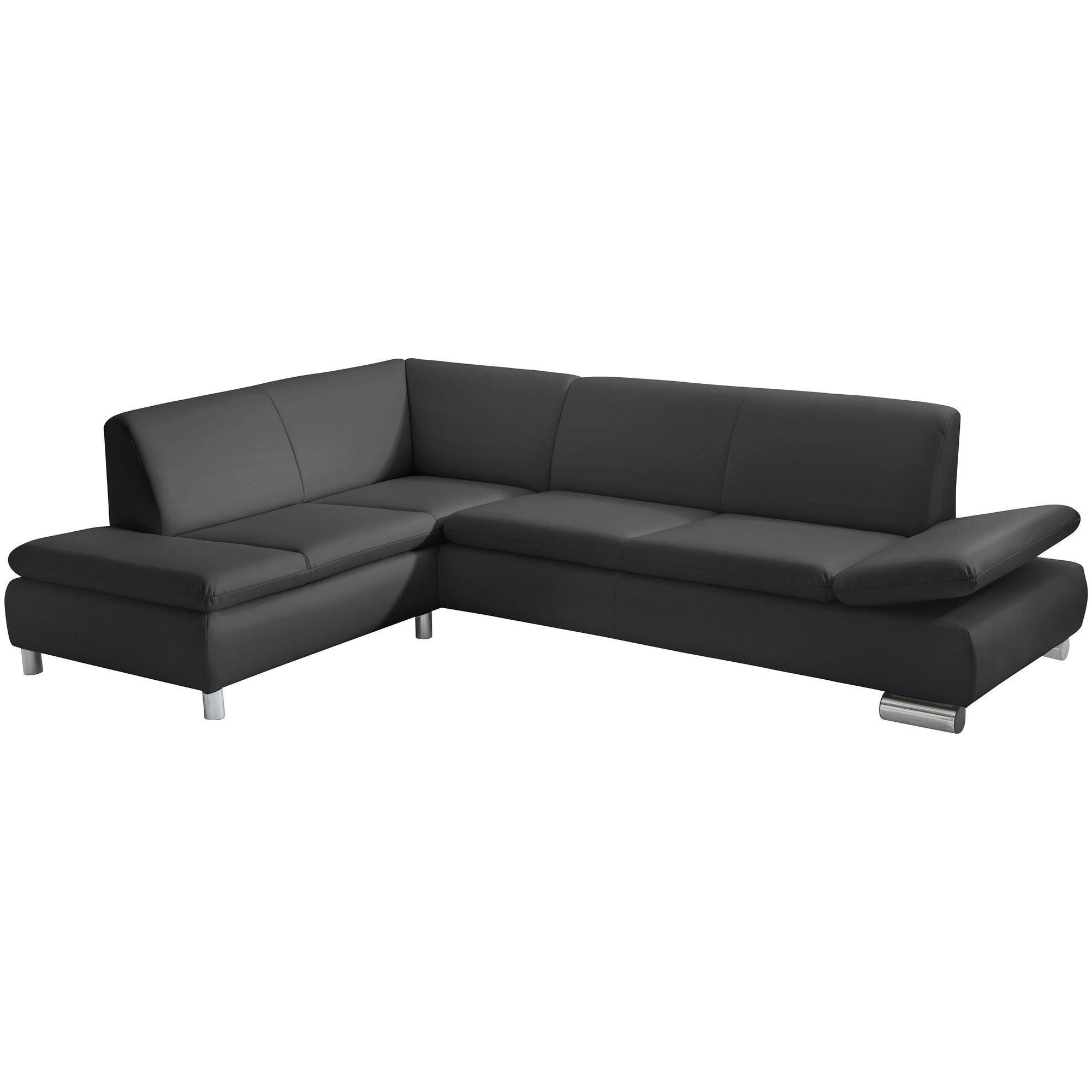 ECKSOFA mit Ottomane links Kaye Bezug Kunstleder Metallfuß verchromt / schwarz - Schwarz, Kunststoff (190/270cm) - 58aufmkessel