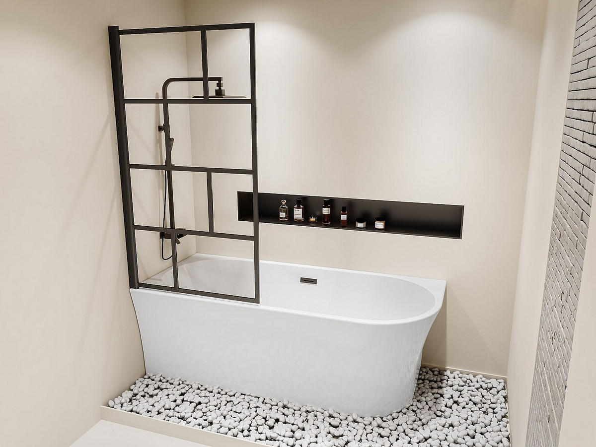 DUSCHBADEWANNE - 1 -Sitzer - Acryl - weiß - PONTICOLA - Weiß, Kunststoff (150/59/75cm) - Vente-Unique