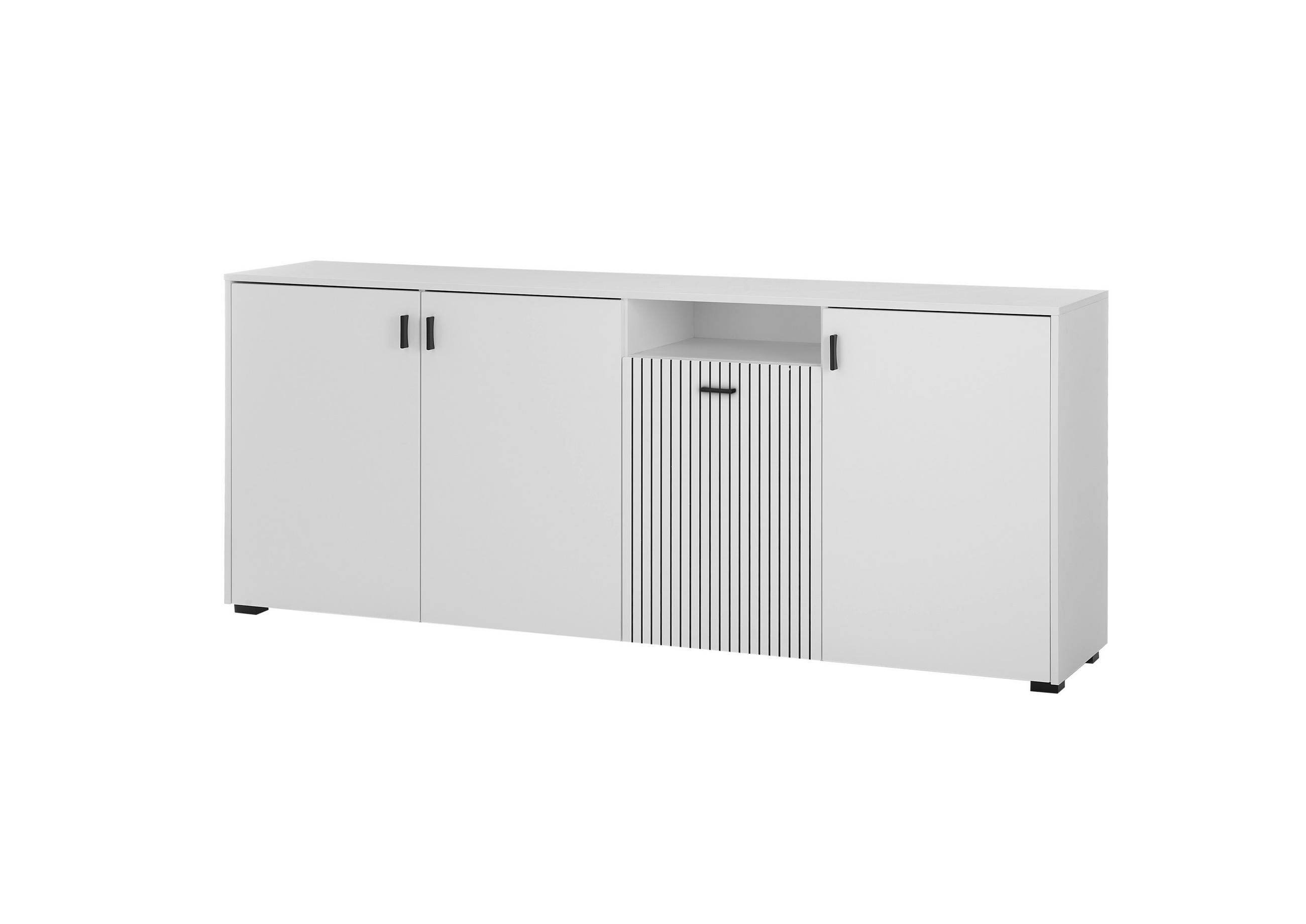 SIDEBOARD M17 Weiß Matt & Schwarz 200/80/42 cm breit - Weiß, Holzwerkstoff (200/80/42cm) - Livojo