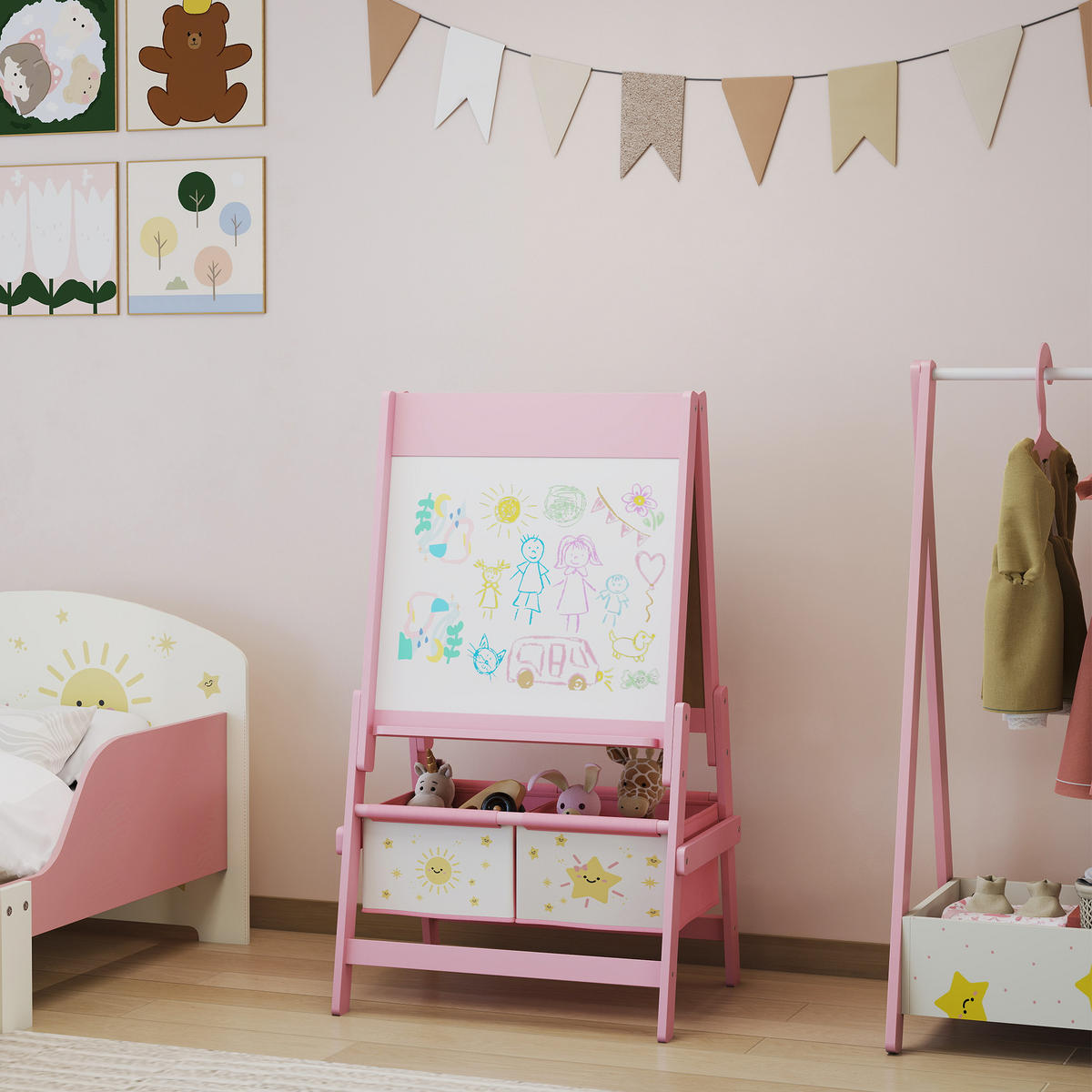 KINDERTAFEL MDF Kiefernholz Rosa - Rosa, Holzwerkstoff (46/94/54cm) - AIYAPLAY