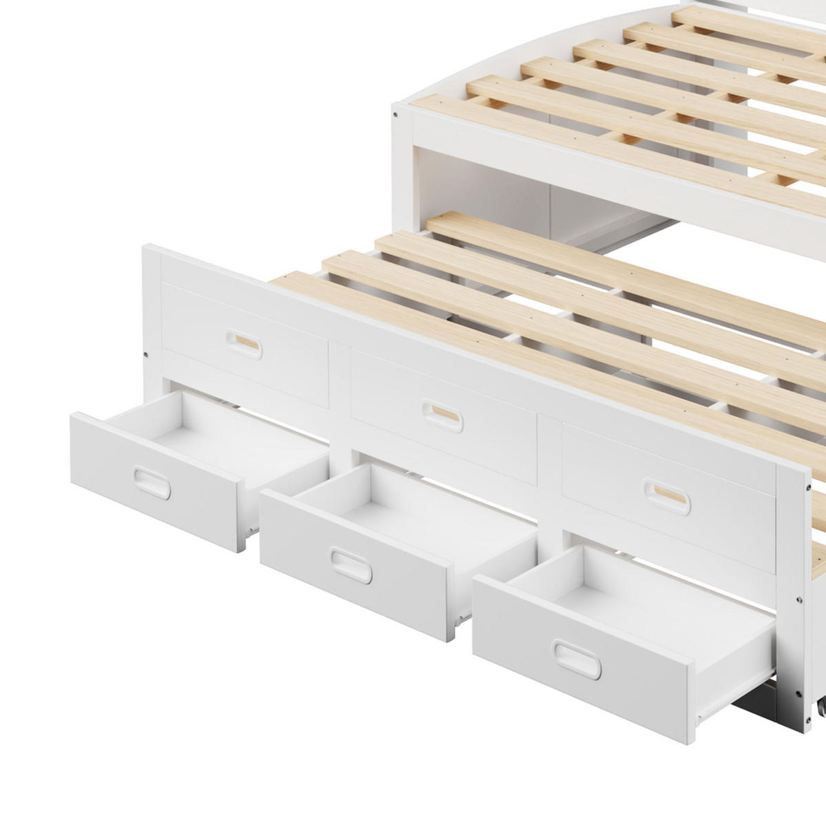 POLSTERBETT 90/200 cm Weiß aus Spanplatte und MDF mit LED und Ausziehbett - Weiß, Holzwerkstoff (90/200cm) - OKMYHOME