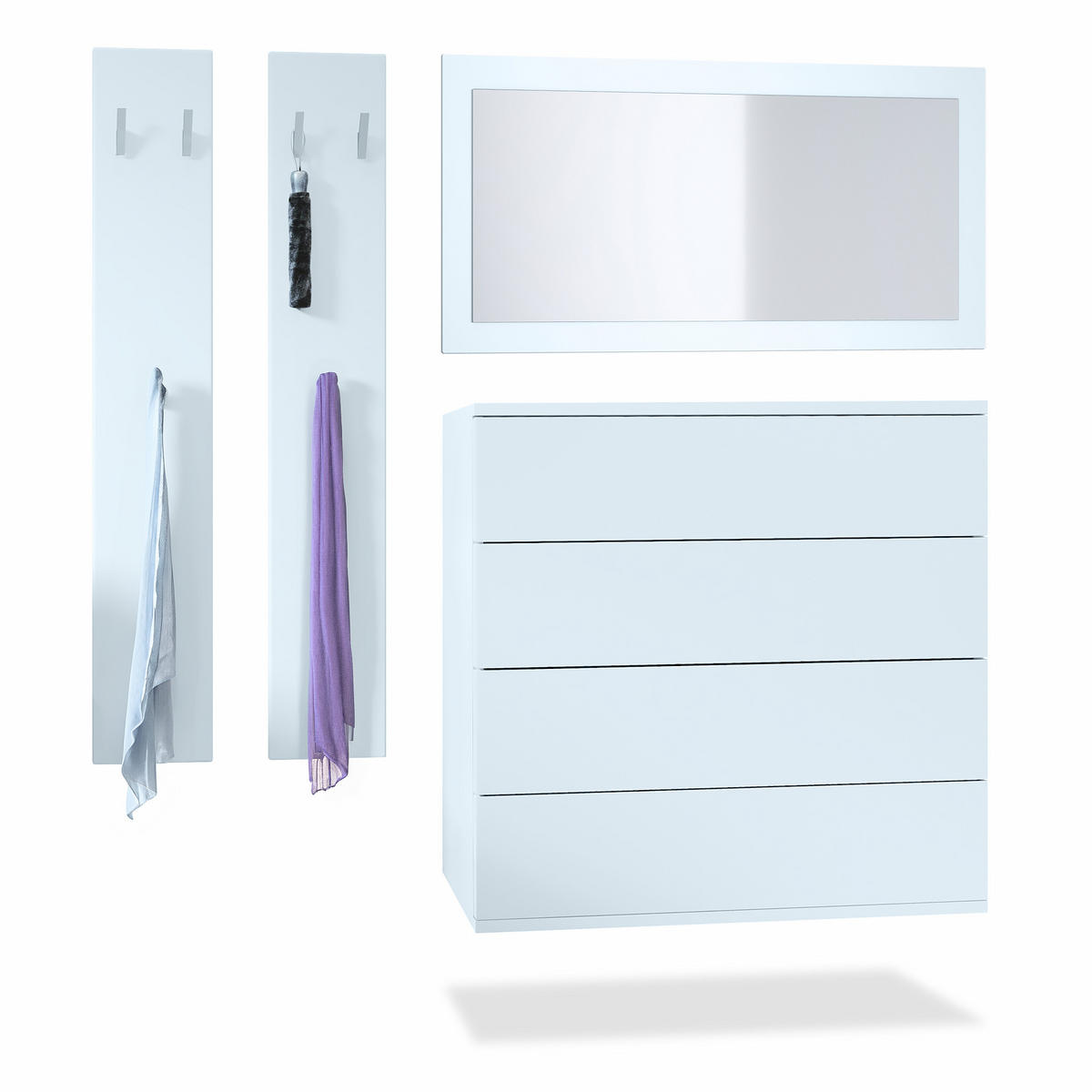 GARDEROBE Horizon Weiß matt - Weiß, Holzwerkstoff (142/146/35cm) - Vladon