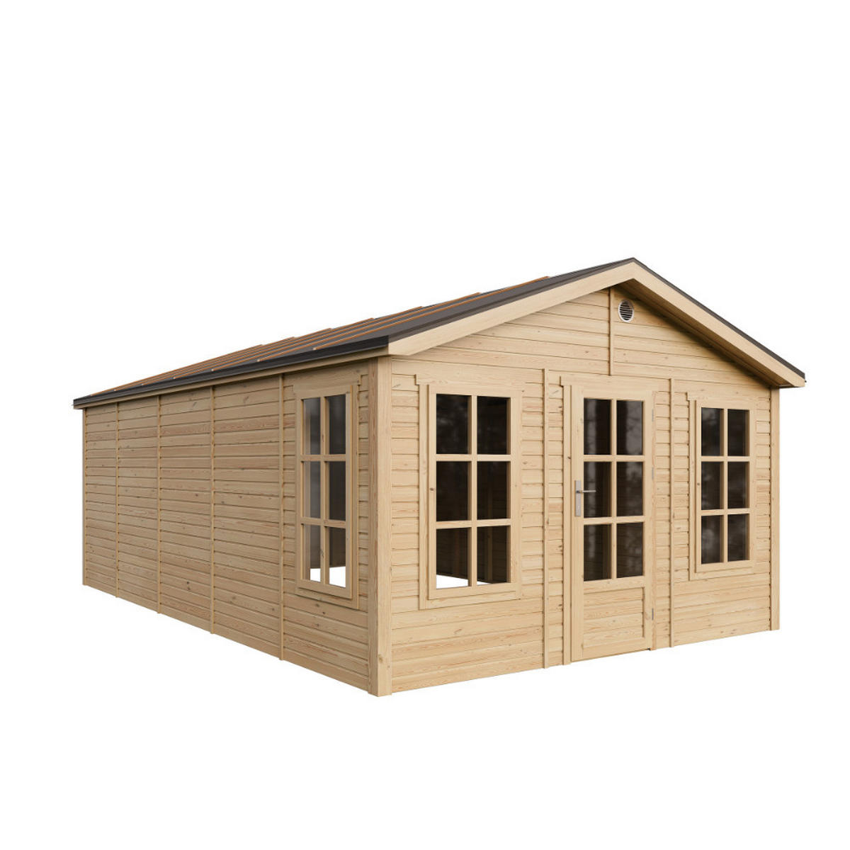 GARTENHAUS HOLZ M737 370 x 600 cm - Naturfarben, Holz (382/267/630cm) - Timbela