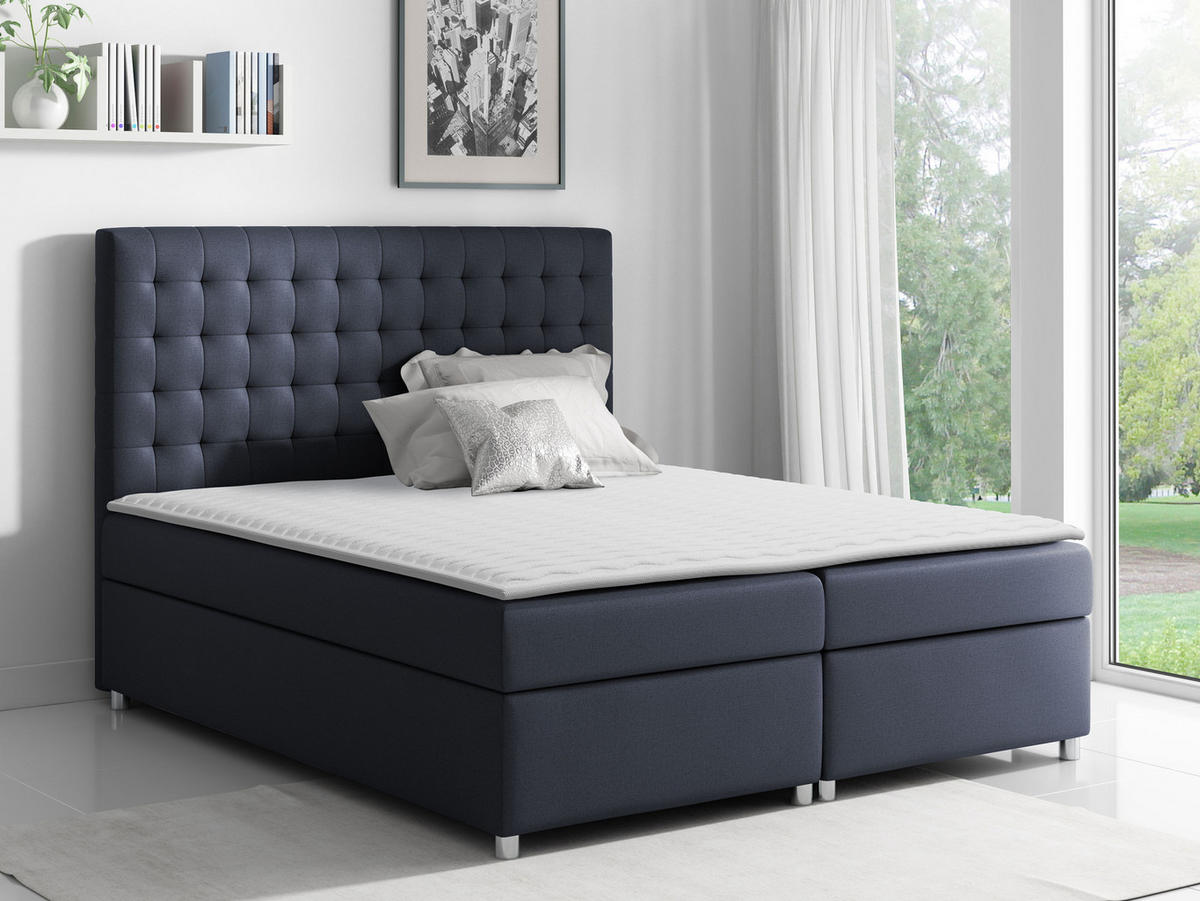 BOXBETT Asti - Blaugrau, Holz (200/200cm) - MIRJAN24
