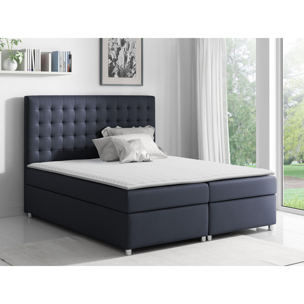 Thumbnail - Mirjan24 Boxbett, Blaugrau, Holz, H3, 120x200 cm, Schlafzimmer, Betten, Boxspringbetten