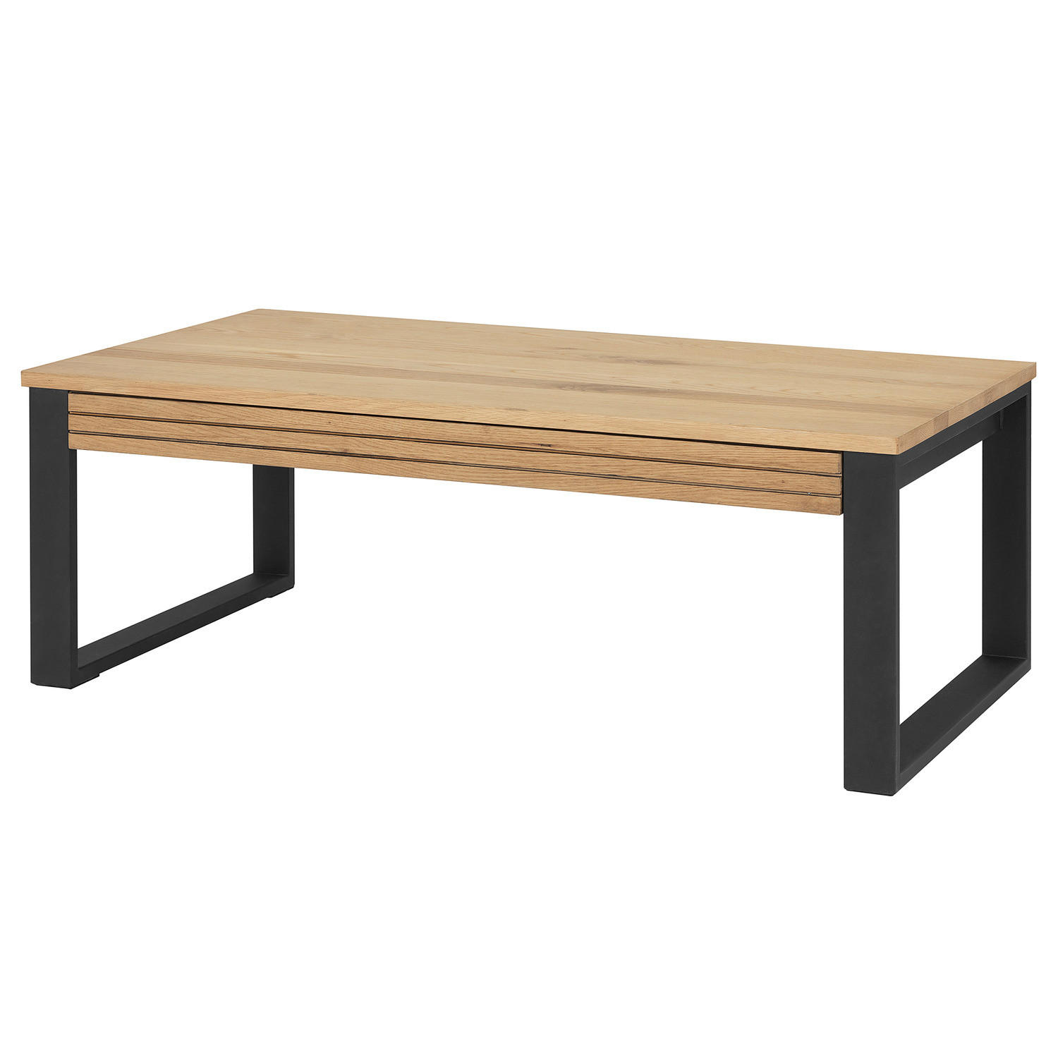 MASSIVER COUCHTISCH - Massivholz Eiche / Metall - Eichefarben, Holz/Metall (60/115/42cm) - home24