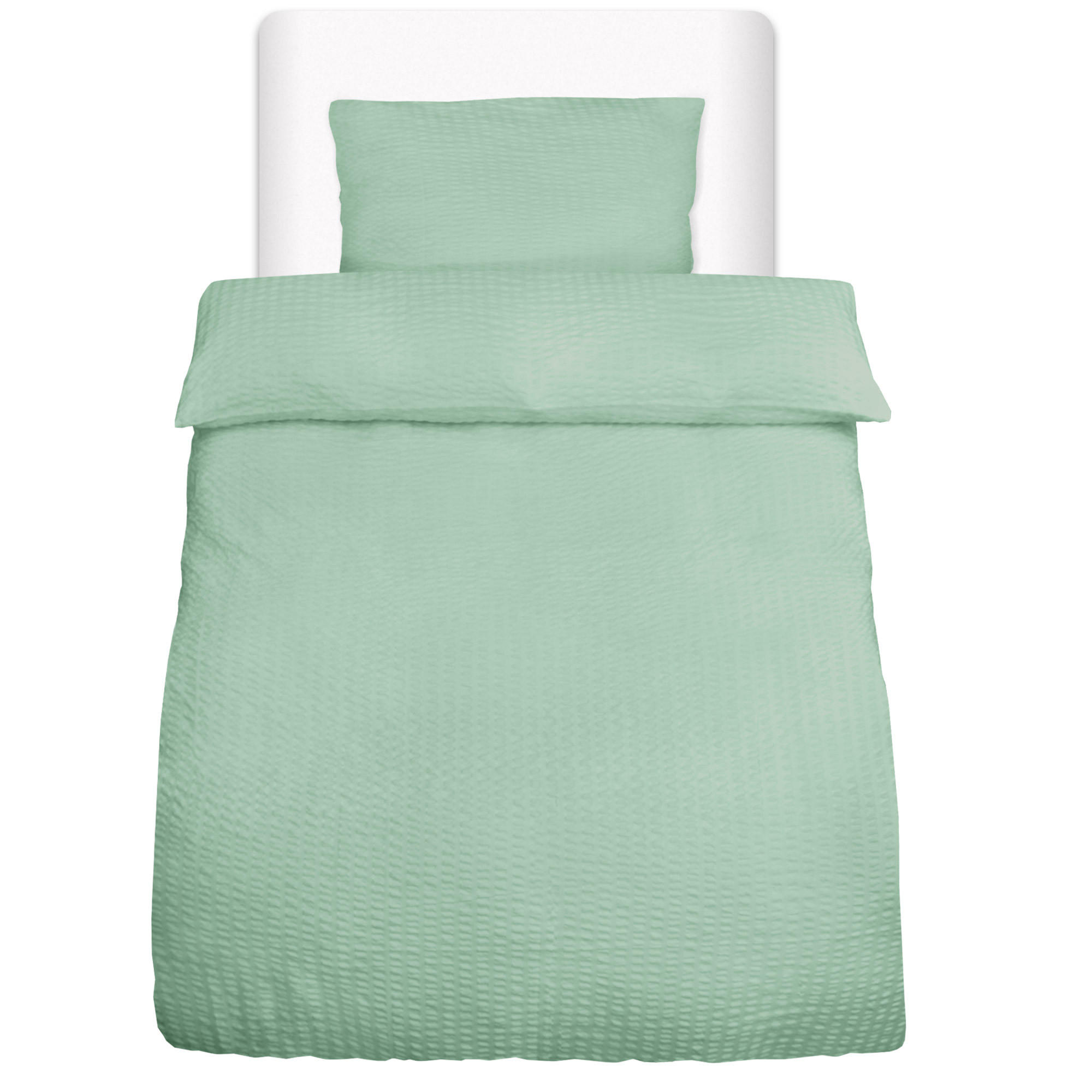 BETTWÄSCHE Meline 155/220 cm + Kissenbezug 40/80 cm Salbei Seersucker - Salbeigrün, Textil (155/80cm) - Beautissu 