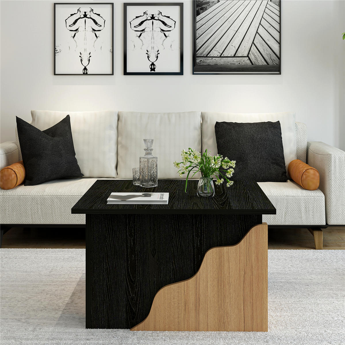 COUCHTISCH Baxley Schwarz Walnuss 9116 - Walnussfarben/Schwarz, Holzwerkstoff (70/70/45cm) - moebel17
