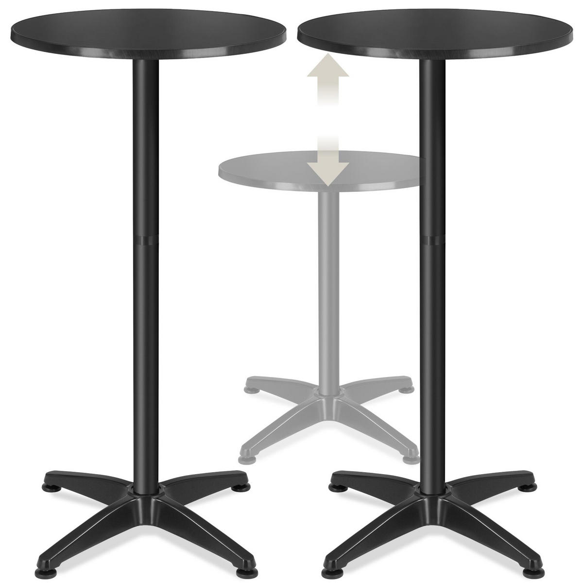 BISTROTISCH aus Aluminium Viktor, höhenverstellbare Kunststofffüße, schwarz - Schwarz, Holz (67/67/115cm) - tectake