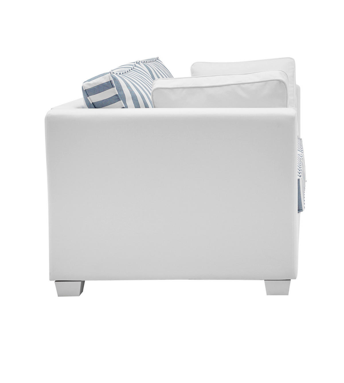 SOFA 2-Sitzer creme blau gestreift, Landhaus 160 cm, Couch inklusive 4 Kissen - Blau/Creme, Holz/Textil (160/88/96cm) - Furn.Design