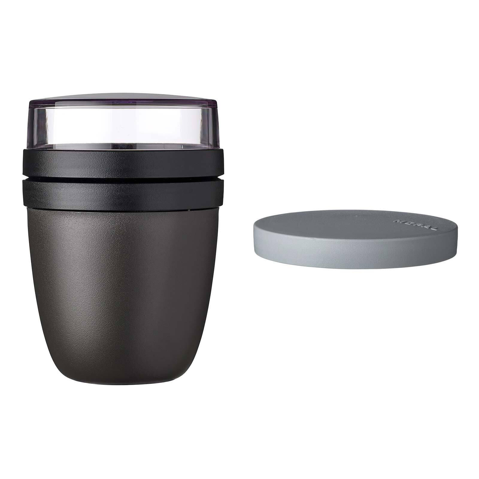 LUNCHPOT SWITCH Ellipse Nordic Black 500 ml (+ 200 ml) - Schwarz, Kunststoff (10.7/15.1/10.7cm) - Mepal