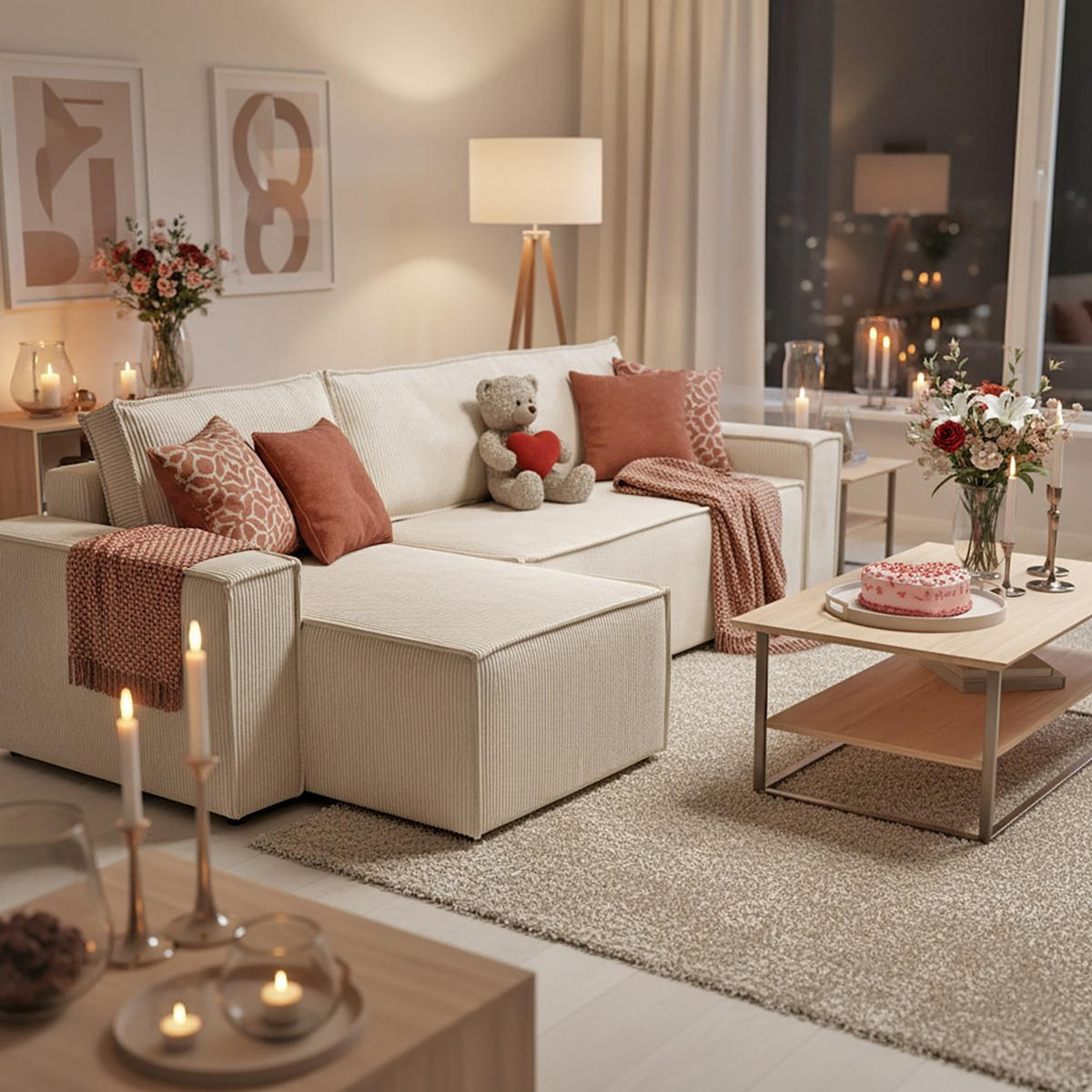 ECKSOFA mit Schlaffunktion/ ELISE, 4 Plätze - Beige - Beige, Textil (144/248cm) - Weber Industries