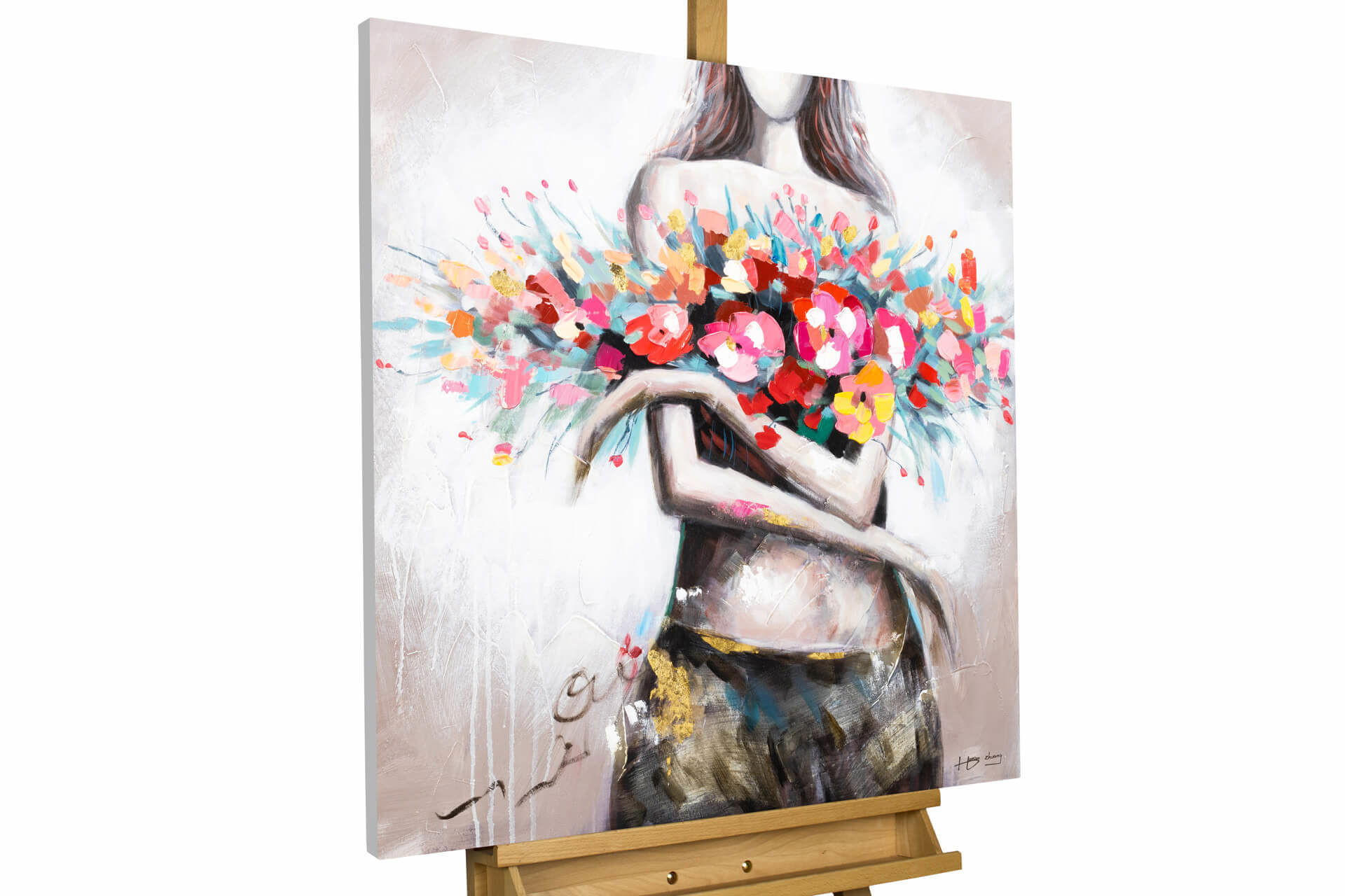KUNSTLOFT RUČNĚ MALOVANÝ AKRYLOVÝ OBRAZ ČERVENÝ/TAUPE, 80/80 CM