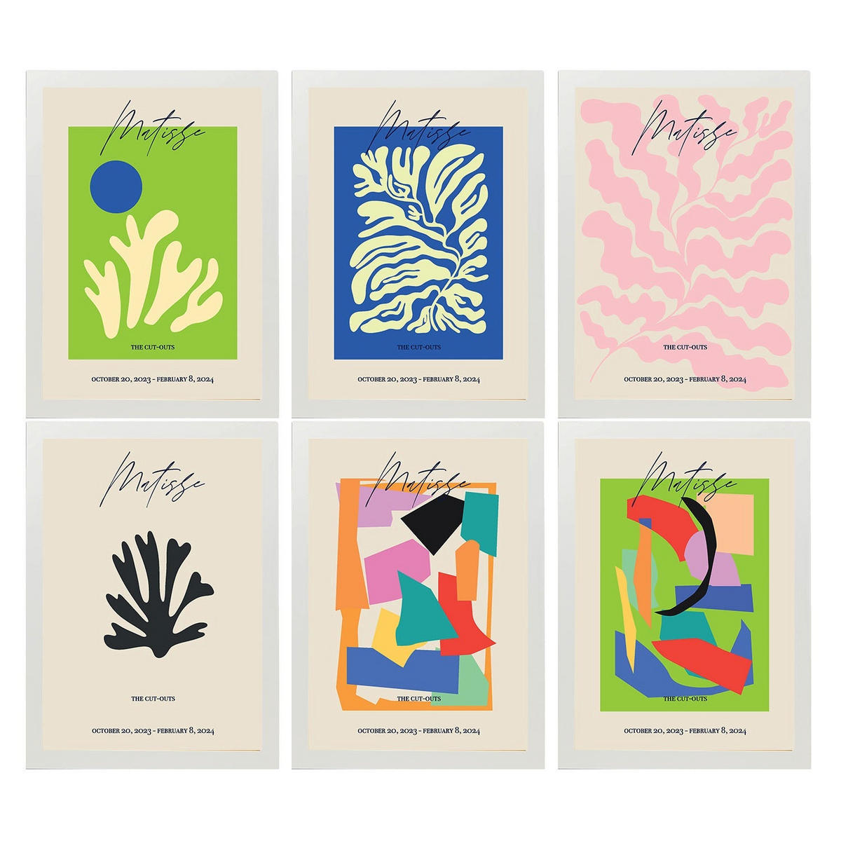 POSTER Set Mit 6 Illustrationen Von Henri Matisse A3 Weißer Rahmen - Weiß, Papier (29/3cm) - Nacnic