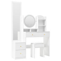 SCHMINKTISCH mit Hocker Weiß 109/36/164 CM - Weiß, Glas/Holzwerkstoff (36/164/109cm) - Urban Meuble