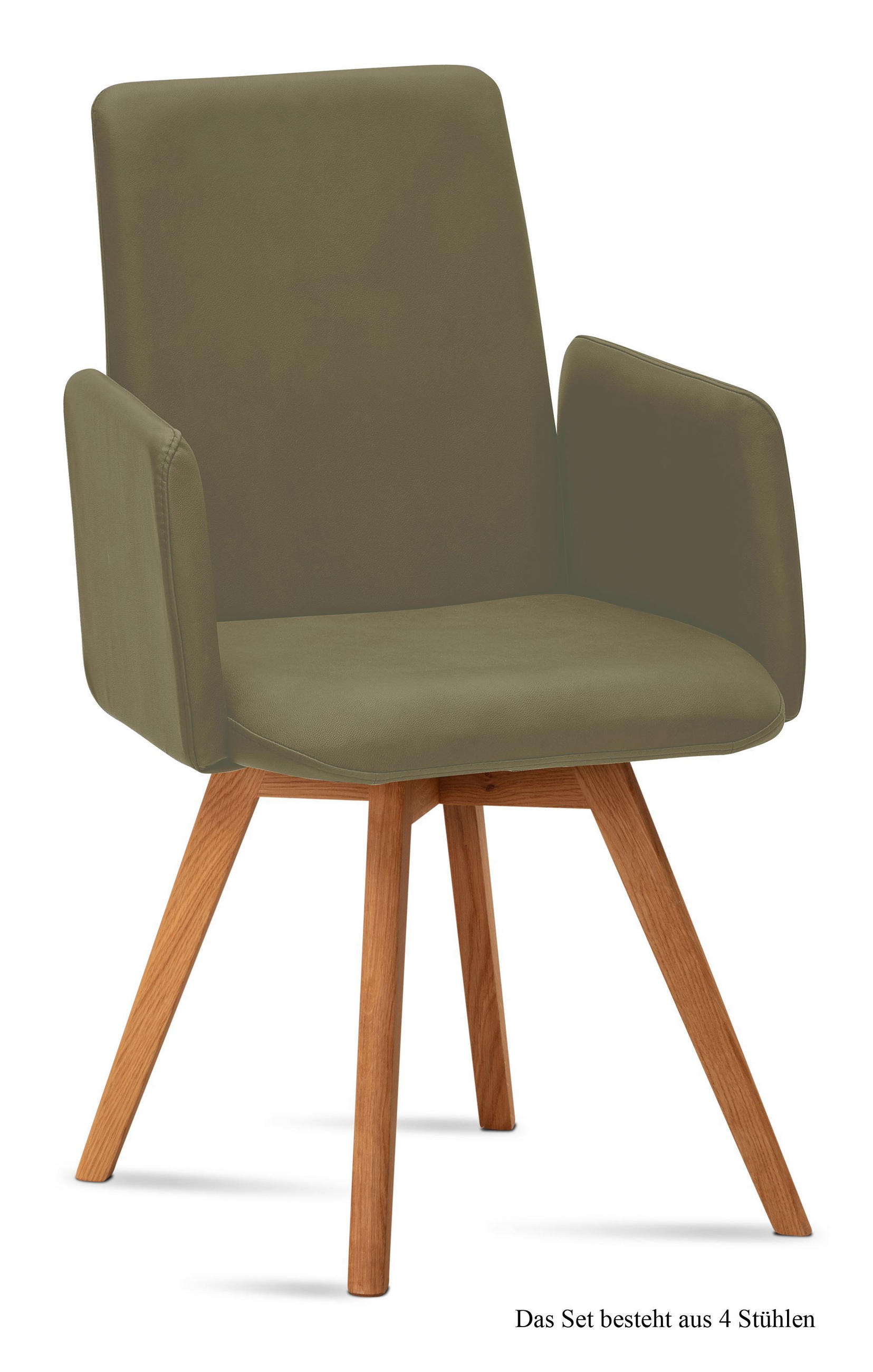 ARMLEHNSTUHL (4er-Set) Dilys 52x92x60 Eiche geölt/Olivgrün - Eichefarben/Olivgrün, Kunststoff (60/92/52cm) - 58aufmkessel