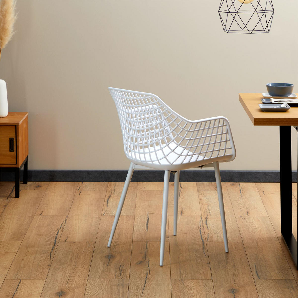 ESSZIMMERSTUHL LUCIA 4ER-SET - Weiß, Textil (58/85/55cm) - IDIMEX