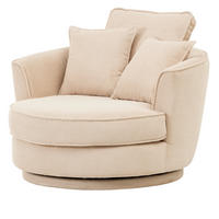 DREHSESSEL wollweiß Web-Velours, XL Sessel 360° drehbar inklusive 3 x Kissen - Creme/Weiß, Kunststoff/Textil (120/86/120cm)