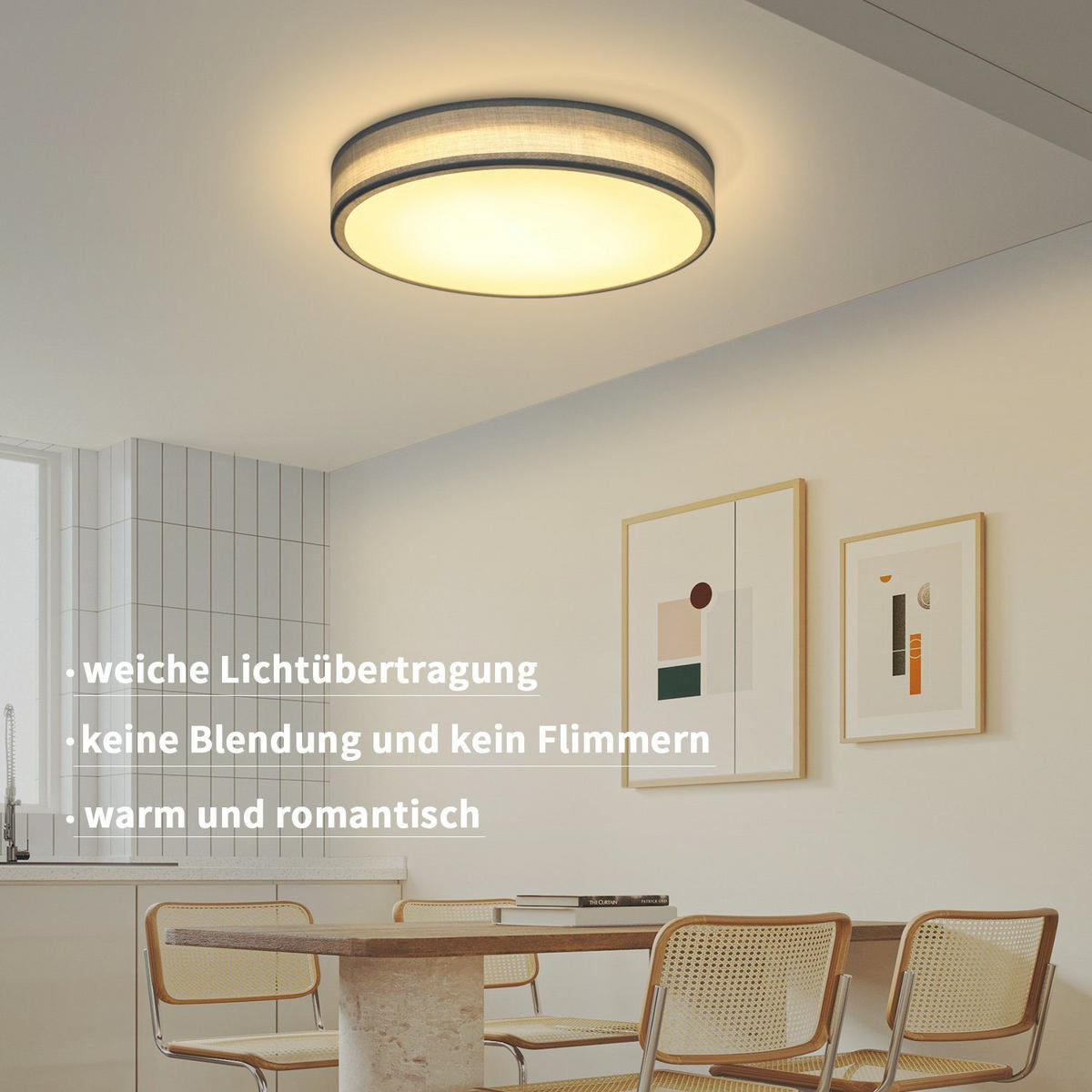 LED-DECKENLEUCHTE Alvira 30/30/6 cm - Grün, Textil (30/30/6cm) - Nettlife