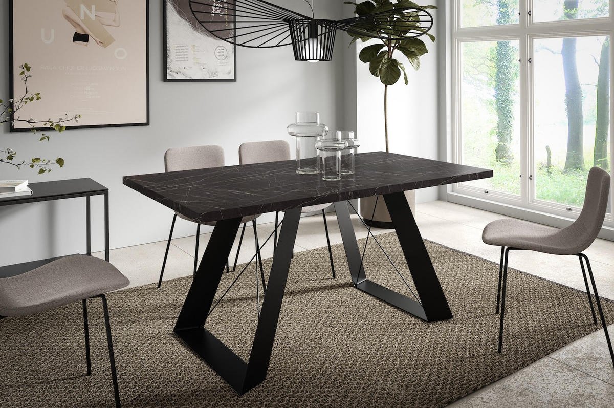 ESSZIMMERTISCH Corso Pietra Grigia Schwarz / Schwarz 140/240 / 80 / 76cm - Schwarz, Holz/Holzwerkstoff (80/140/76cm) - Feldmann-Wohnen