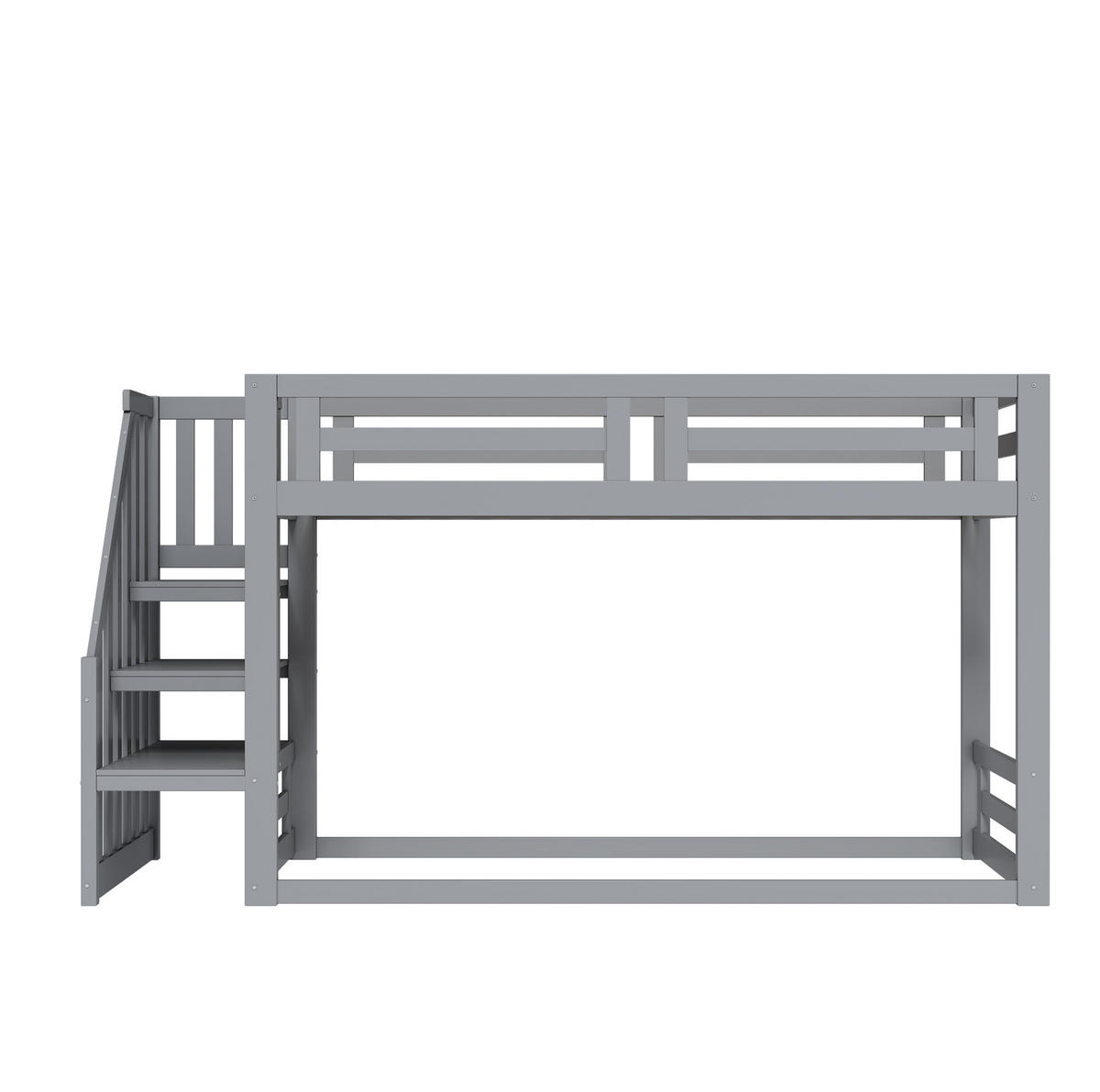 ETAGENBETT 90/200 cm mit Sicherheitstreppe, Stauraum und Lattenrost, Grau - Grau, Holzwerkstoff (90/200cm) - Redom