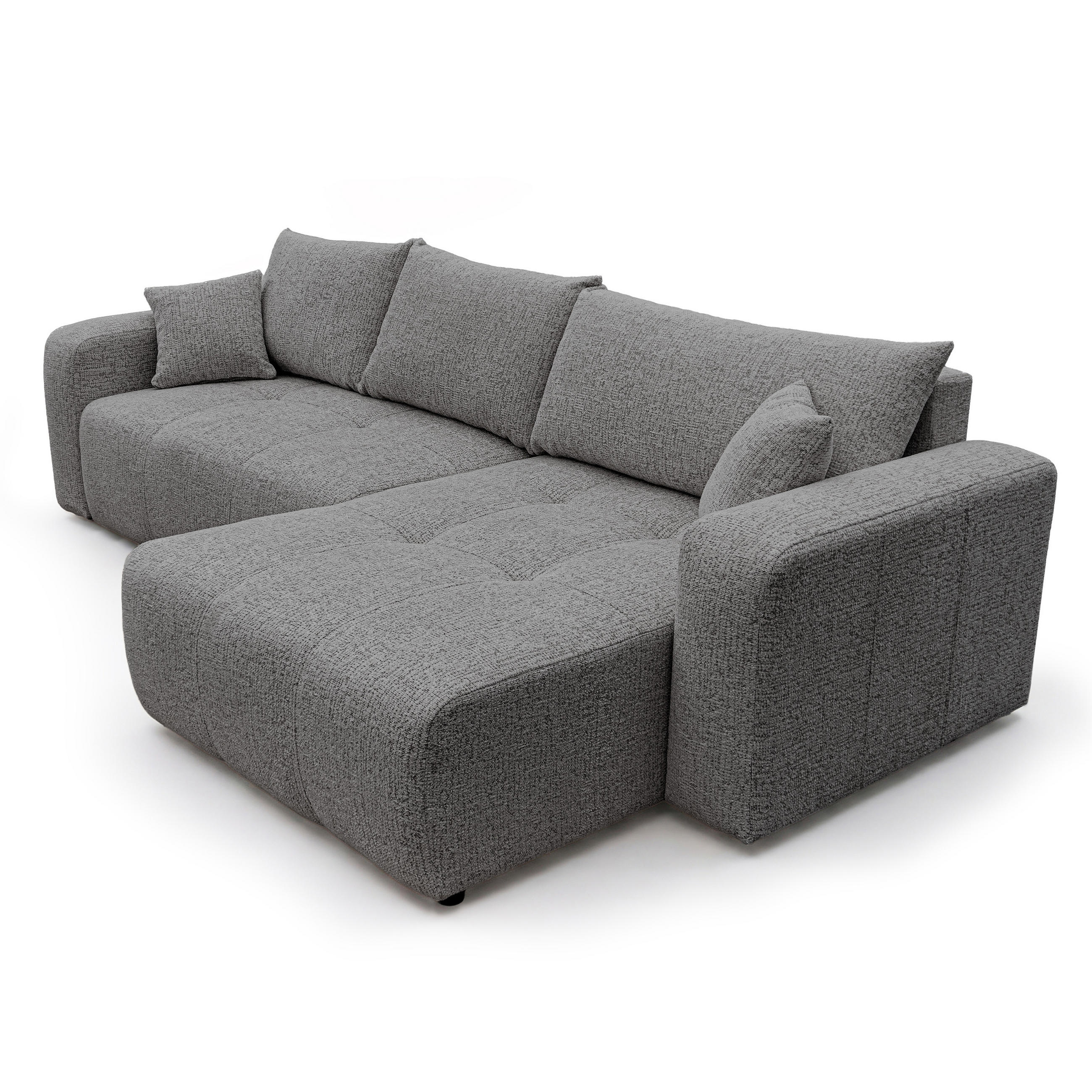 ECKSOFA PEDRO XL mit Schlaffunktion und Bettkasten Dunkelgrau - Dunkelgrau, Holz/Kunststoff (278/55/145cm) - Idohome