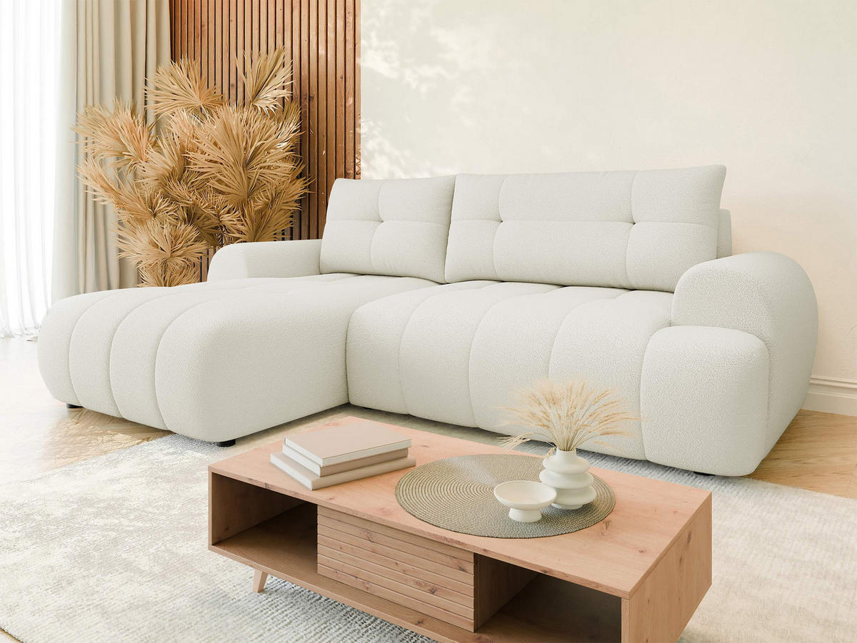 ECKSOFA Fiorano, Seite: Links - Schwarz/Naturfarben, Holz/Kunststoff (265/177cm) - MIRJAN24