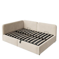 POLSTERBETT 140/200 cm DE-33056 mit Stauraum und Samt Beige - Beige, Metall (140/200cm) - ComfortXL