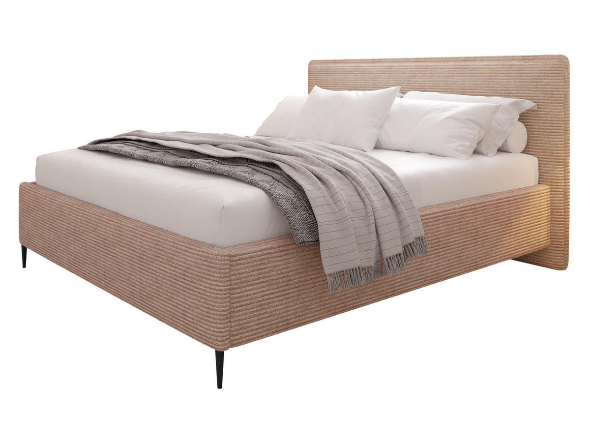 POLSTERBETT Puretta - Hellrosa/Schwarz, Holzwerkstoff/Textil (180/200cm) - MIRJAN24