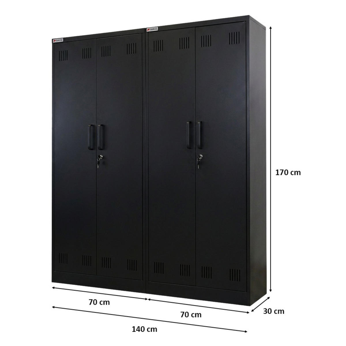 PUTZMITTELSCHRANK Rhino 2er Set Stahl 170x70x30cm Schwarz - Schwarz/Weiß, Metall (140/170/30cm) - PROREGAL