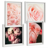 BILDER SET 4er Set - 50x50 cm & 40x60 cm Weißer Rahmen - Pastellrosa Flamingos - Weiß, Kunststoff (50/50cm) - TULUP