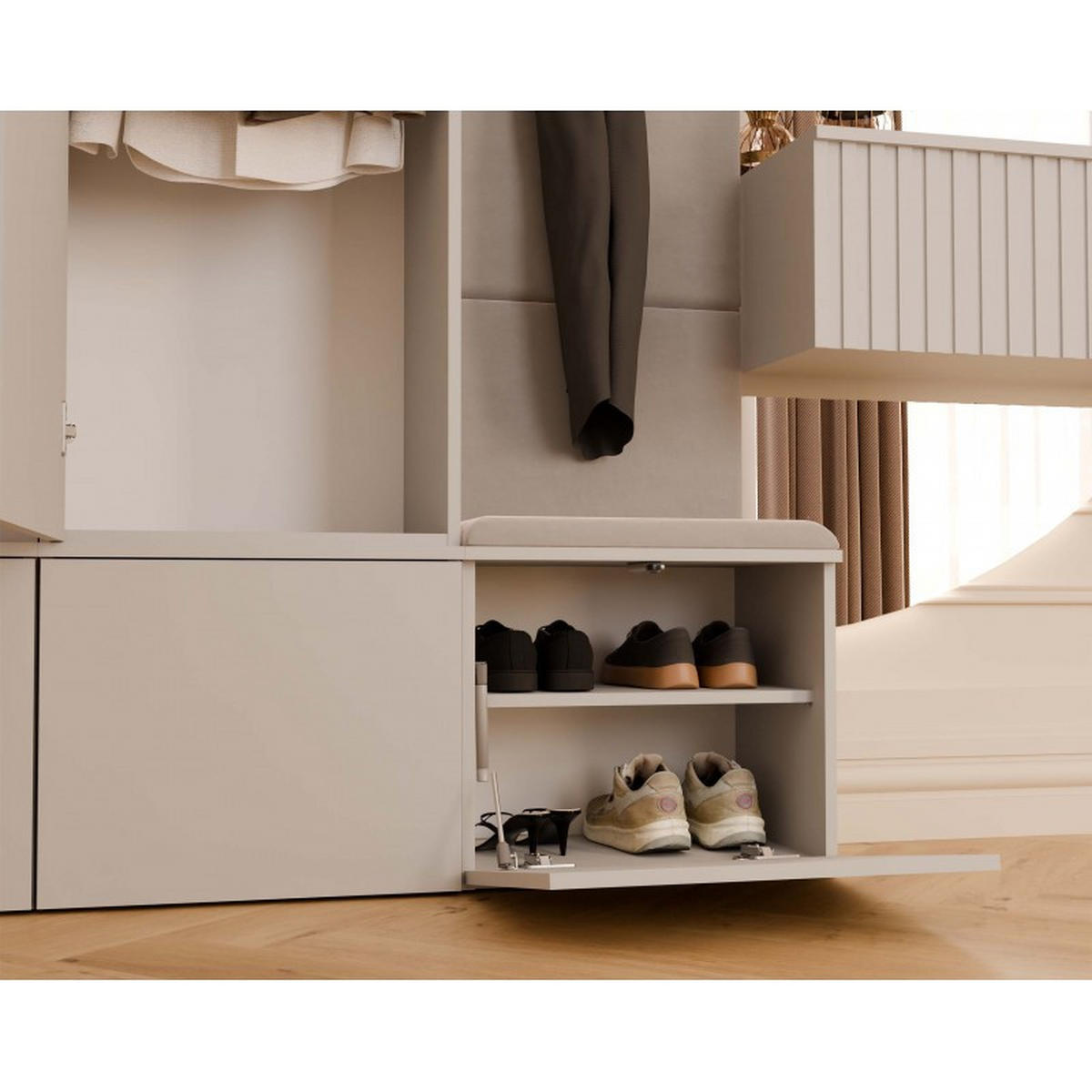 DULAP modern, set de dulapuri: dulap pentru haine și dulap pentru pantofi „cașmir” 150/238/35 - cașmir, compozit lemnos (150/238/35cm) - RAUMHIRSCH FURNITURE
